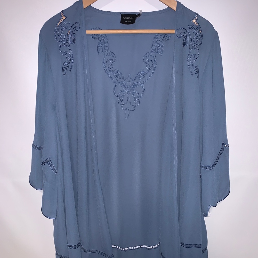 Cliché Large Chiffon Blue Cardigan